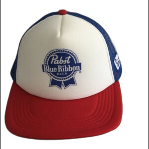 Pabst Blue Ribbon Cap Hat Men's Snapback Red Wht Blue (PBR) Foam Front Truckers